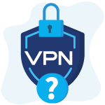 VPN shield icon with question mark and padlock