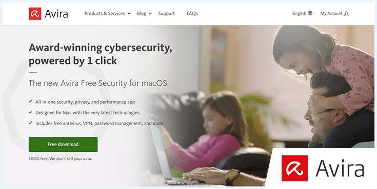 Screenshot of Avira homepage