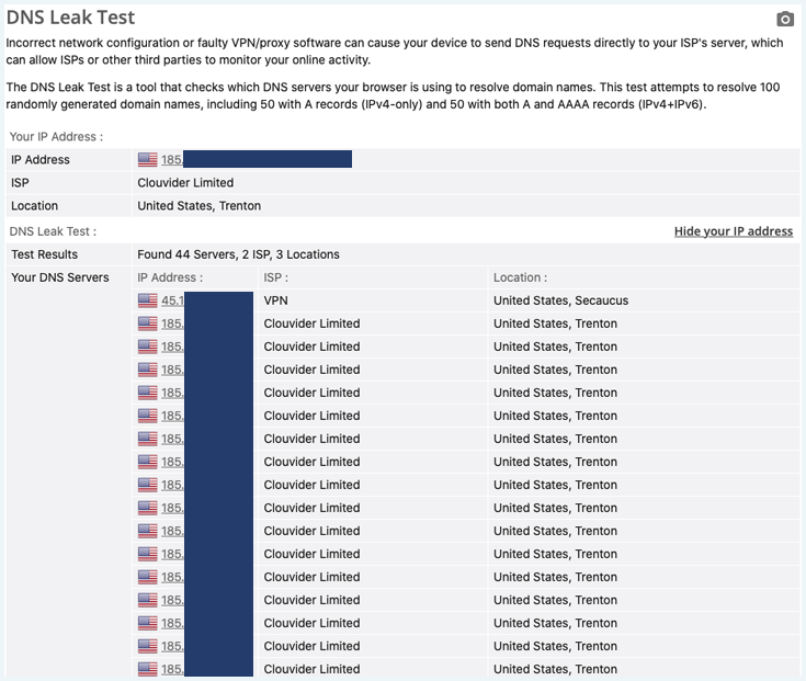 DNS leak test regarding ExpressVPN