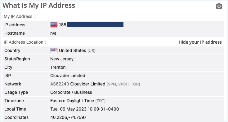 IP address leak test regarding ExpressVPN
