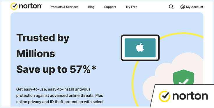 Screenshot of Norton homepage