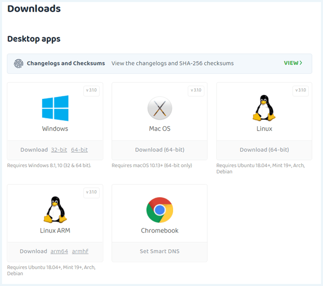 Operating systems PIA is available on