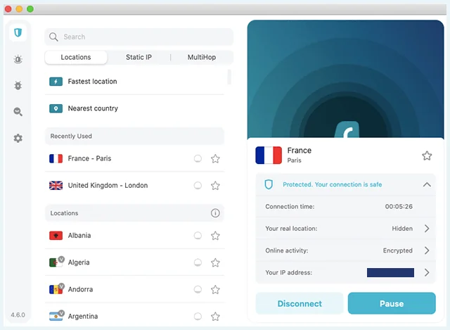 Screenshot of Surfshark interface on Mac